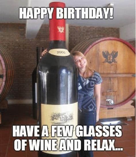 happy birthday memes with wine